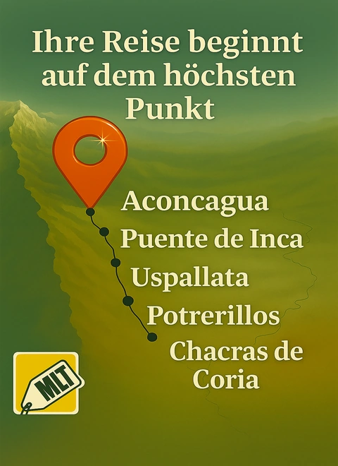 Touristenkarte von Mendoza: Route vom Aconcagua bis zur Hauptstadt