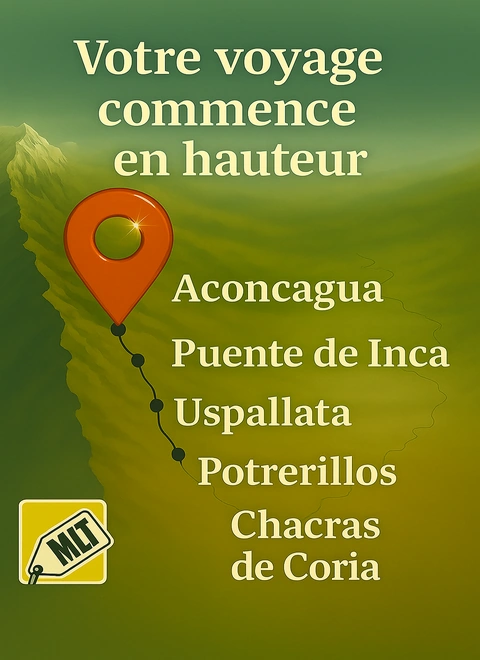 Carte touristique de Mendoza : itinĂ©raire de lâAconcagua jusquâĂ la capitale
