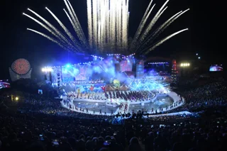 Acto principal de la Fiesta de la Vendimia con fuegos artificiales