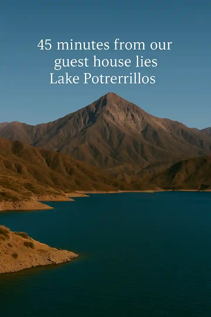 Scenic view of Lake Potrerillos and the Andes near Mendoza