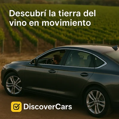 Pareja viajando en auto por viñedos en Mendoza con DiscoverCars